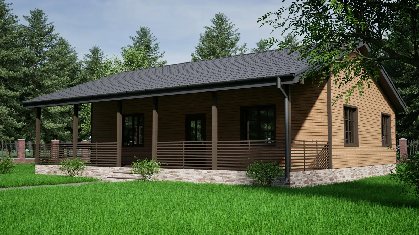 Одноэтажный коттедж Кантри 1