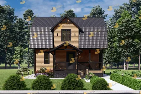 Каркасный дом с мансардой «Классический», проект 7×8