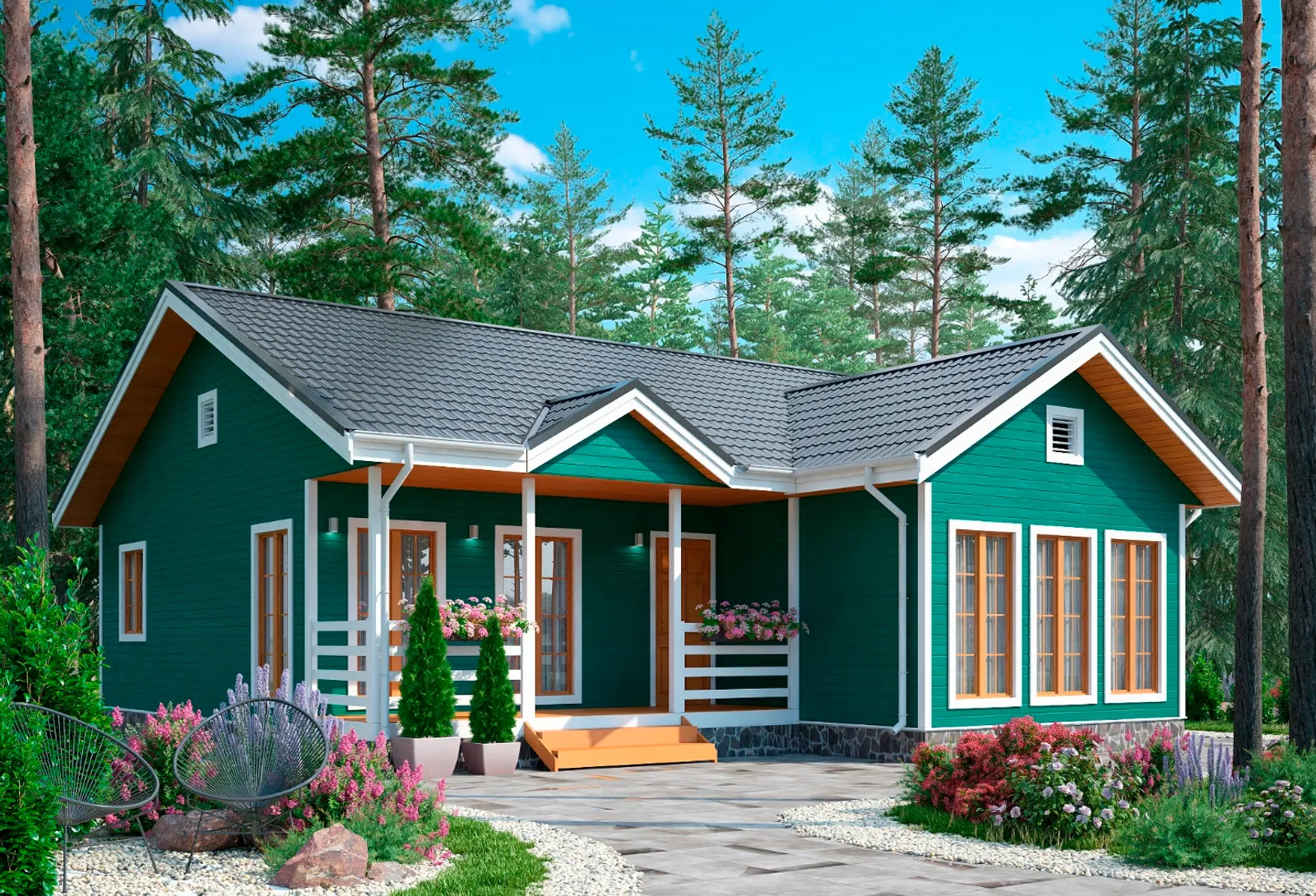 Одноэтажный коттедж Малахит