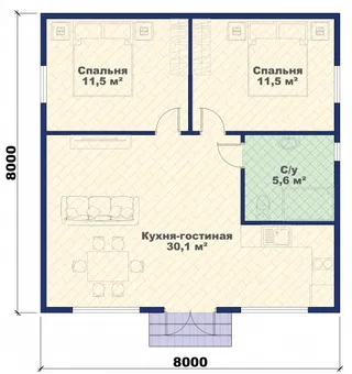 Одноэтажный коттедж Оптима 64