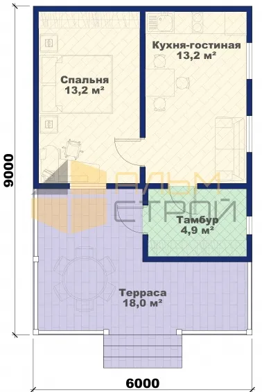 Одноэтажный дачный Беседа