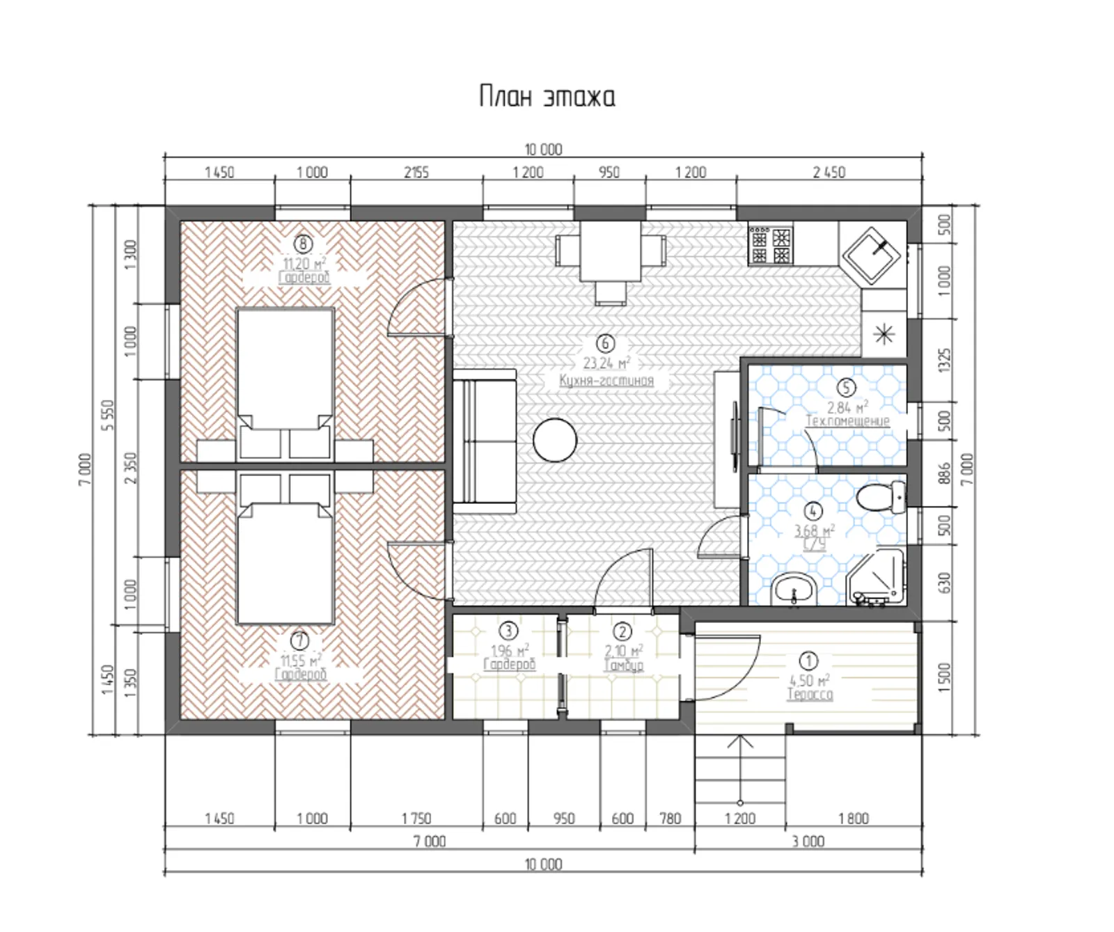 Одноэтажный коттедж Комфорт мини