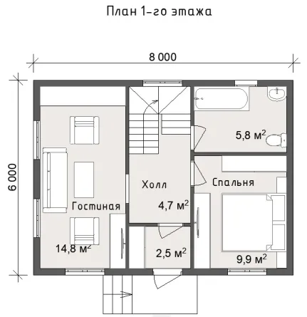 Дачный с мансардой Ясень