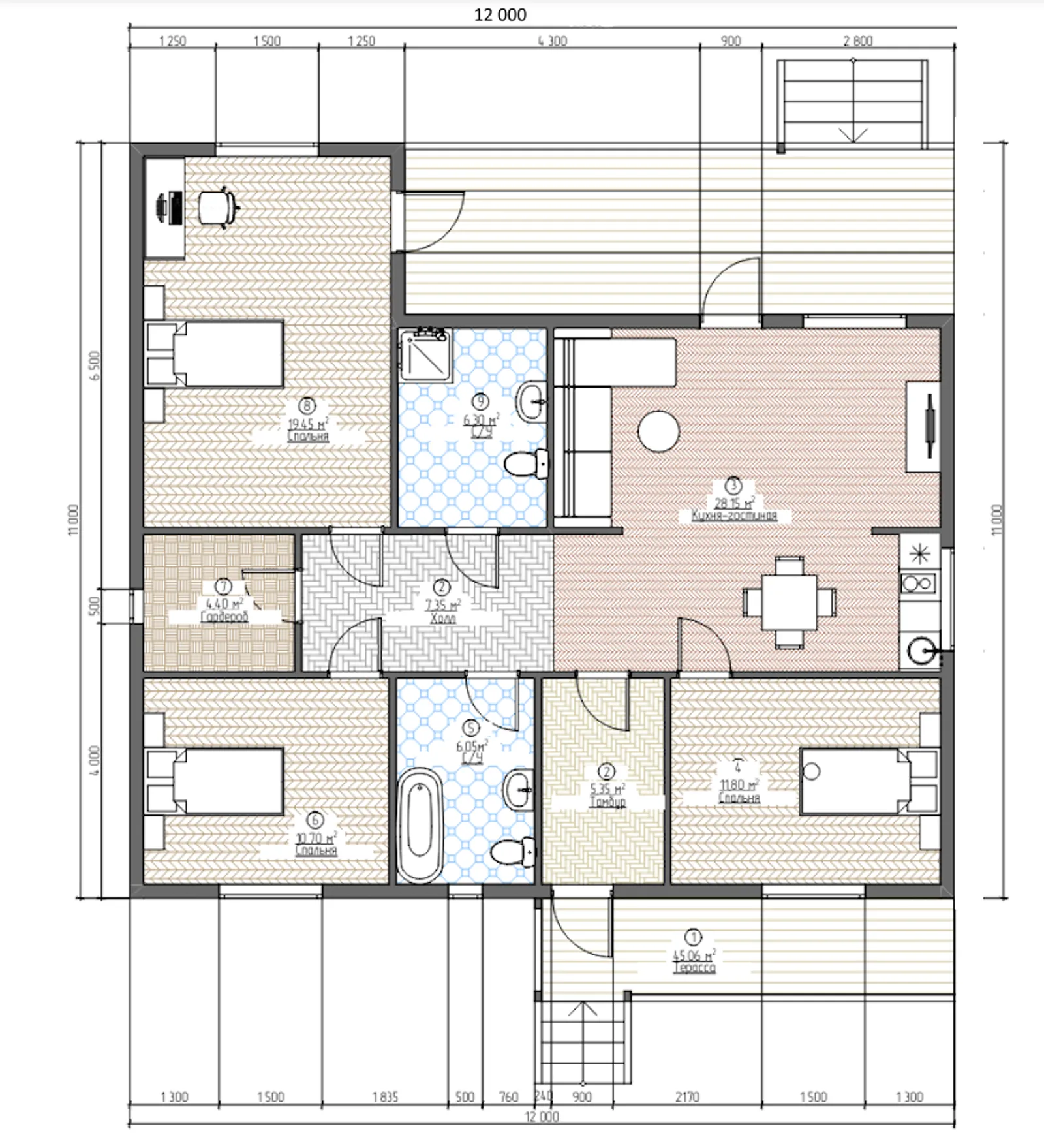 Одноэтажный коттедж Комфорт 2