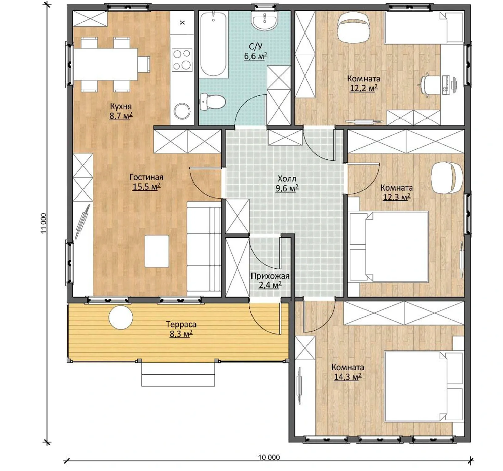 Одноэтажный коттедж Малахит