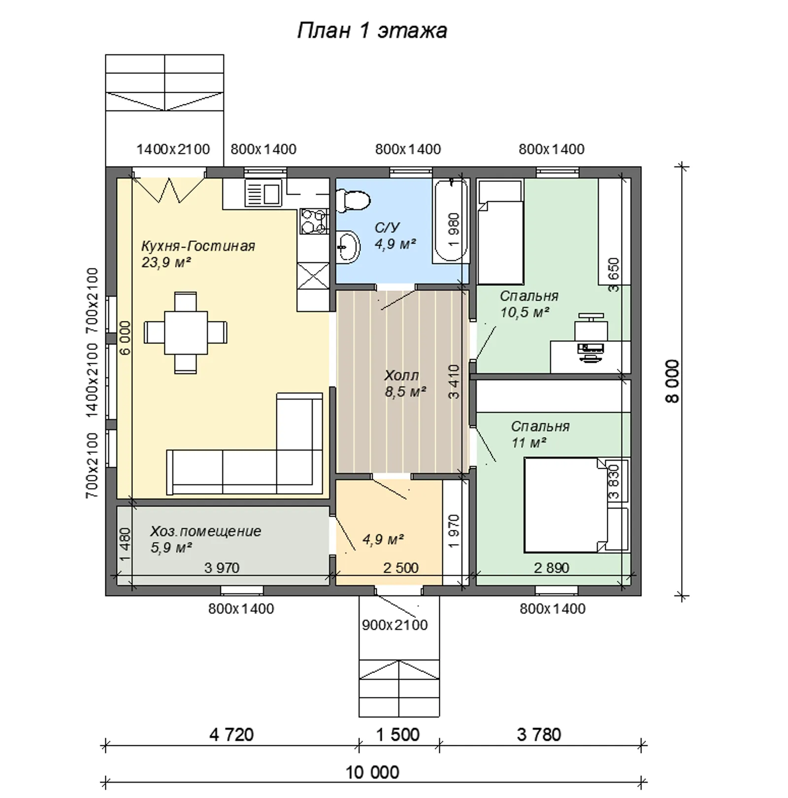 Одноэтажный коттедж Протвино