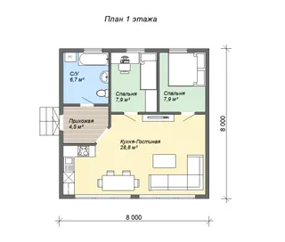 Одноэтажный коттедж Калуга