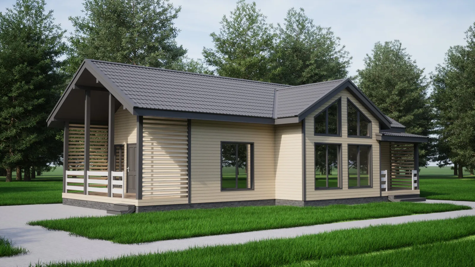 Одноэтажный коттедж Модерн