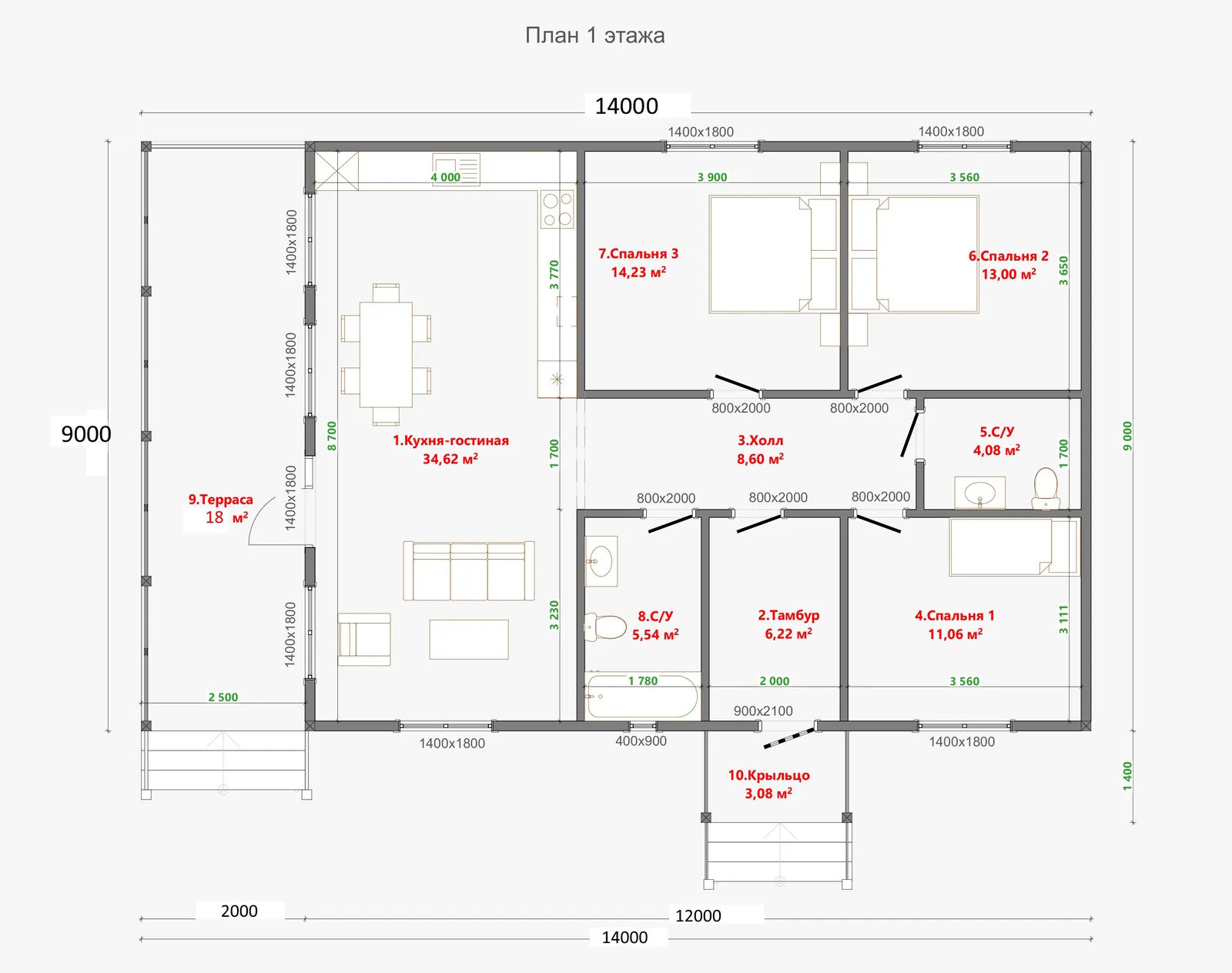 Одноэтажный коттедж Томск