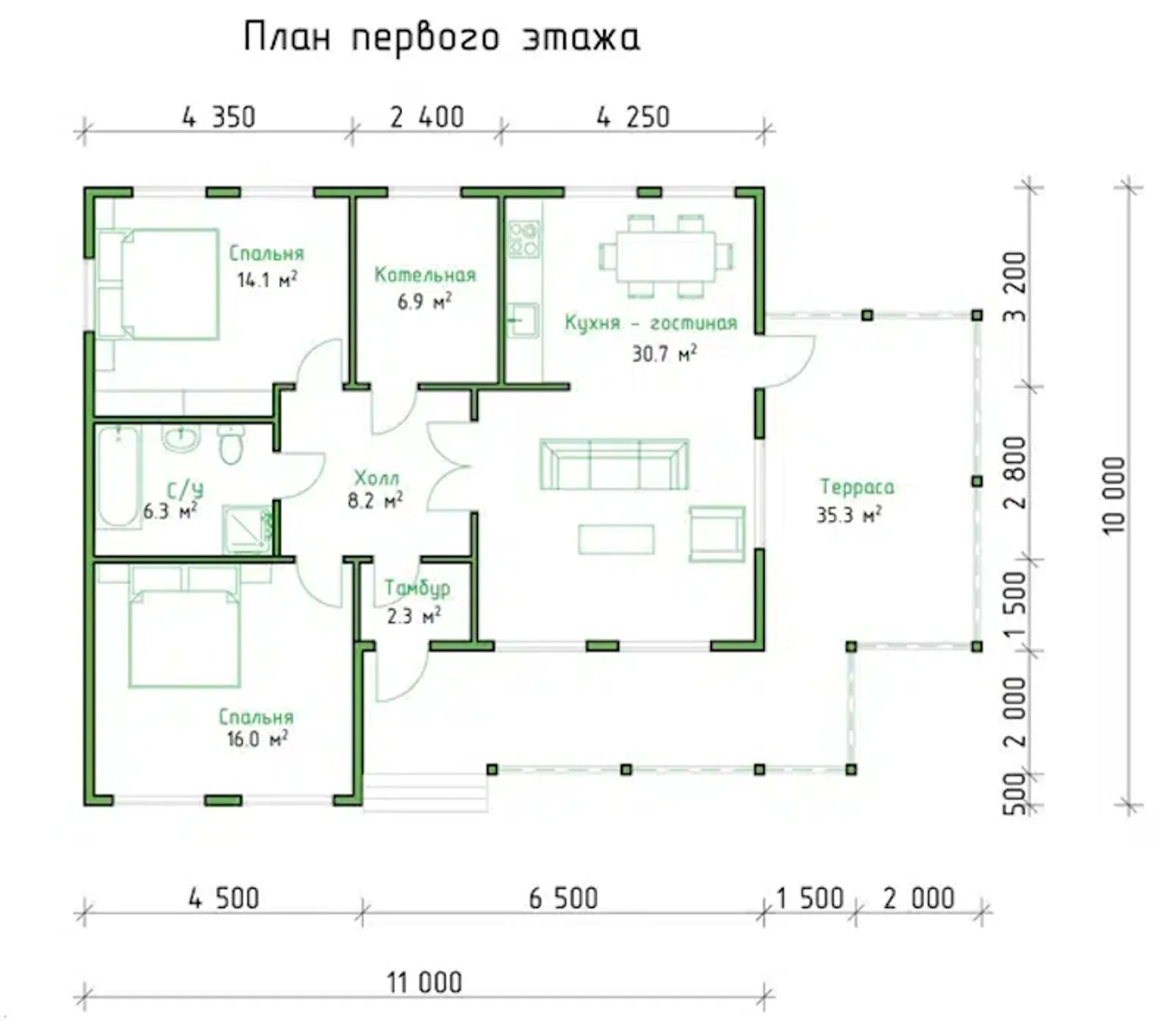 Одноэтажный коттедж Алтай