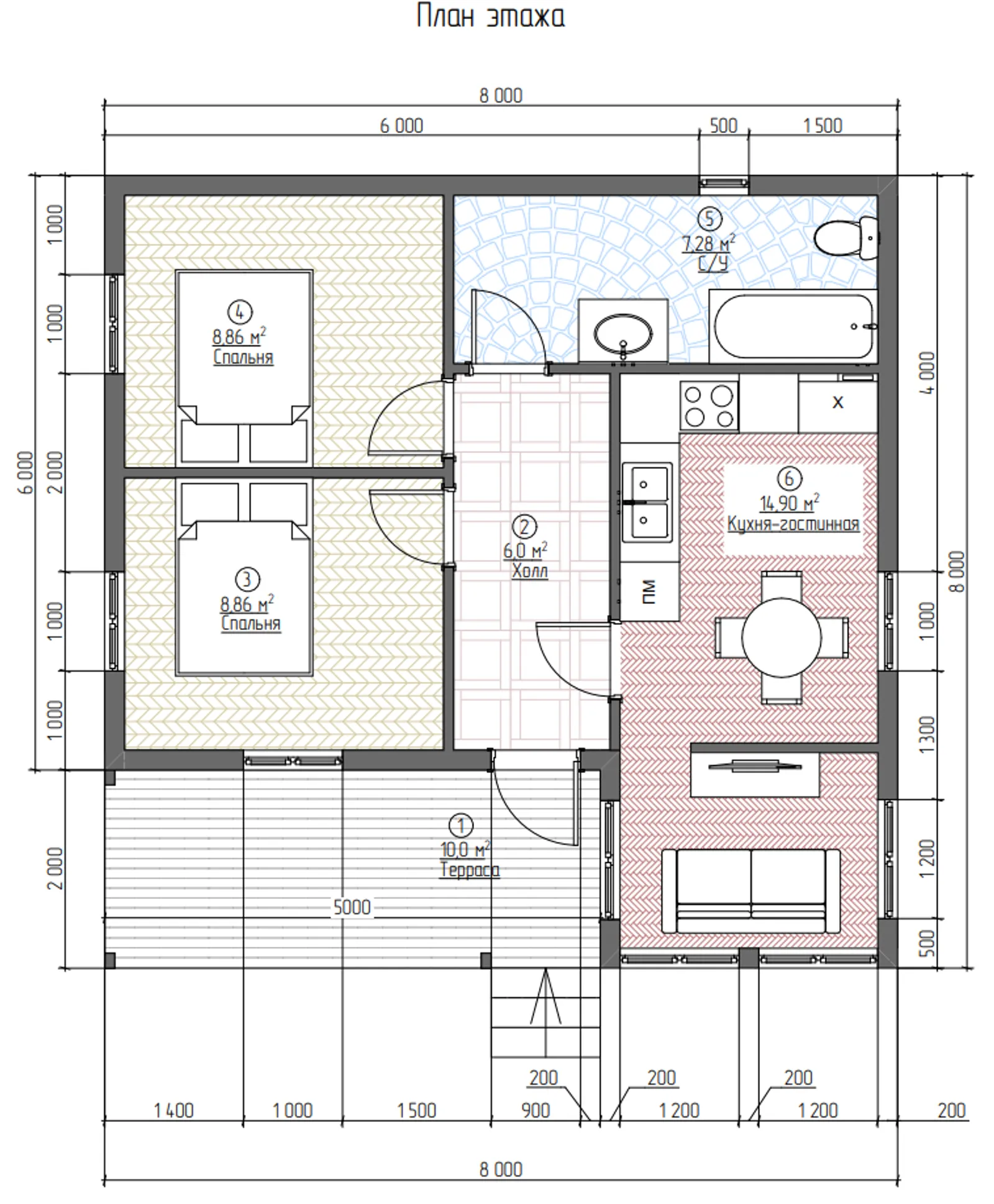 Одноэтажный коттедж Рошаль
