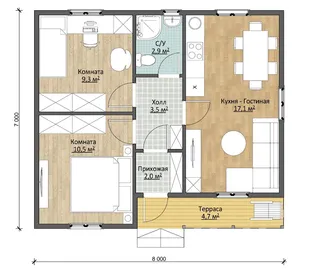 Одноэтажный коттедж Феникс 2