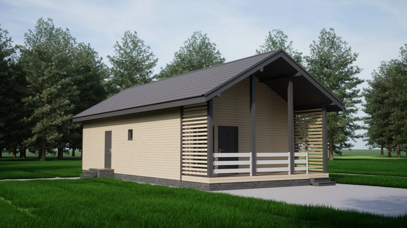 Одноэтажный коттедж Модерн