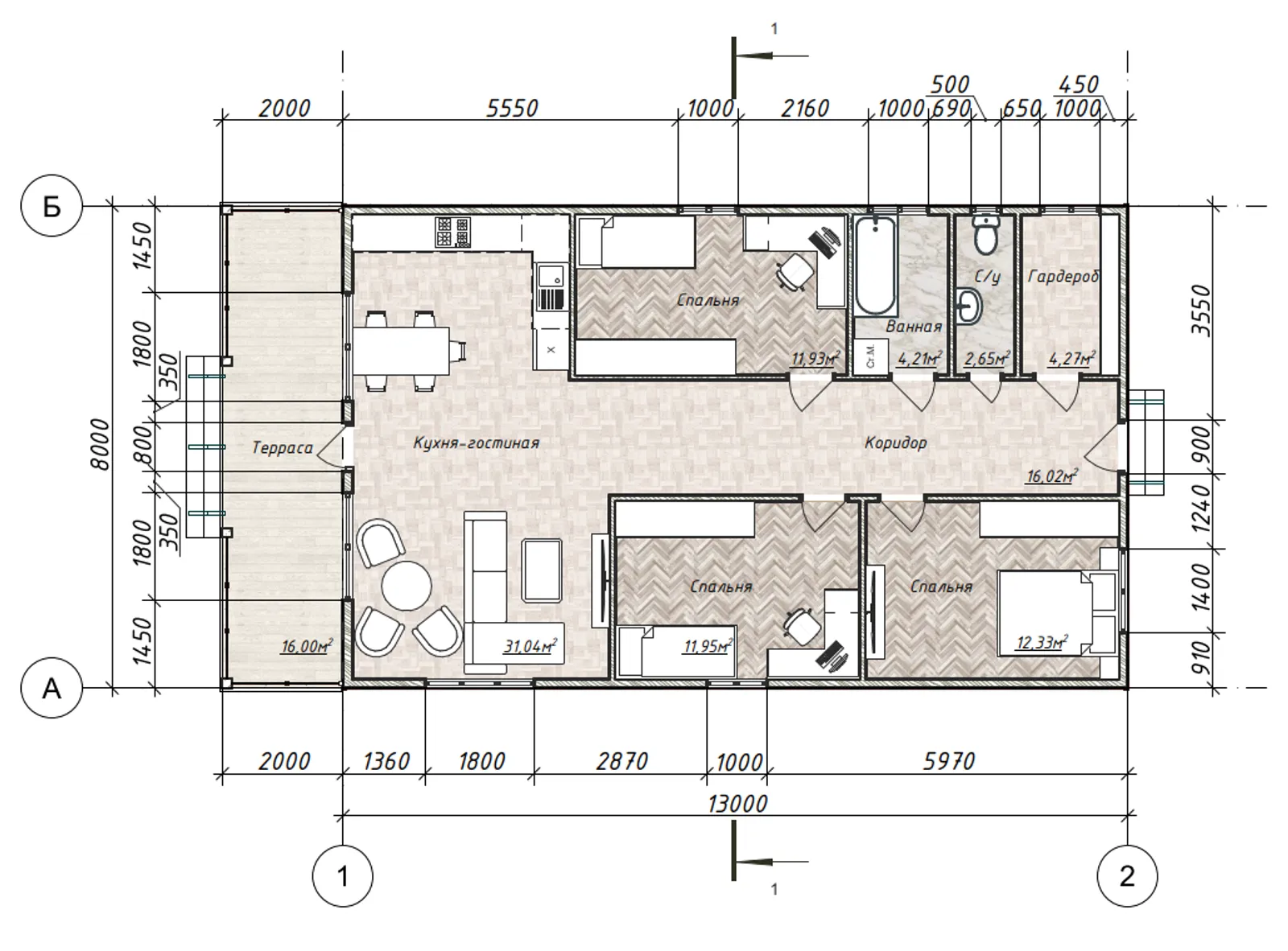 Одноэтажный коттедж Юхнов