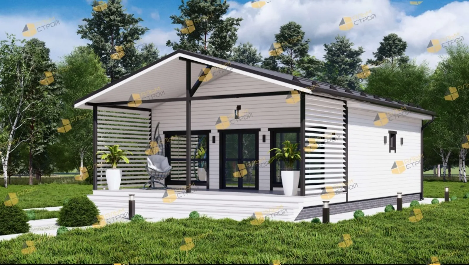 Одноэтажный коттедж Оптима 48