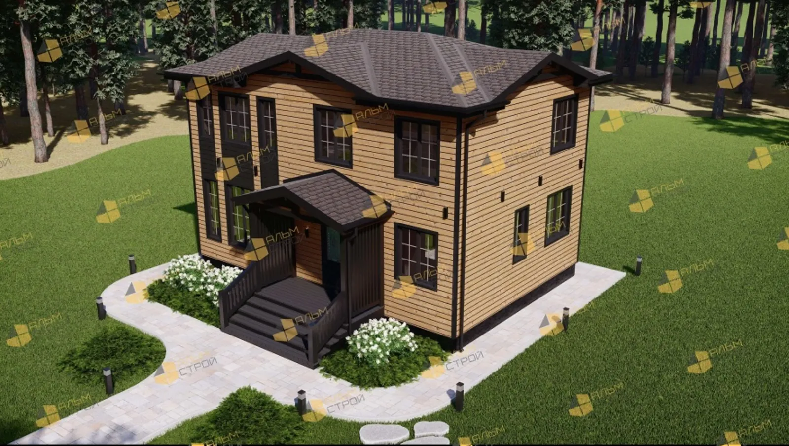 Двухэтажный коттедж Семейный