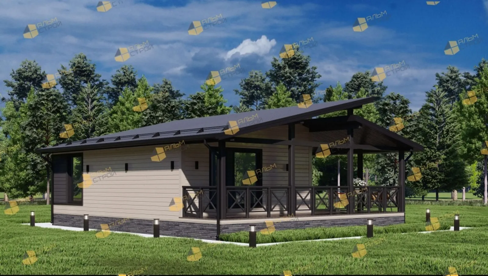 Одноэтажный коттедж Стиль