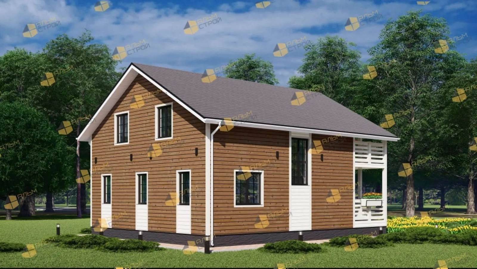 Коттедж с мансардой Аврора 2