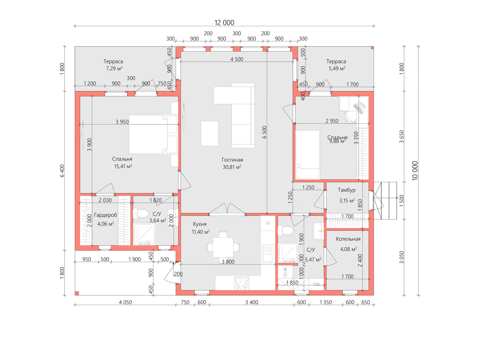 Одноэтажный коттедж Тюмень