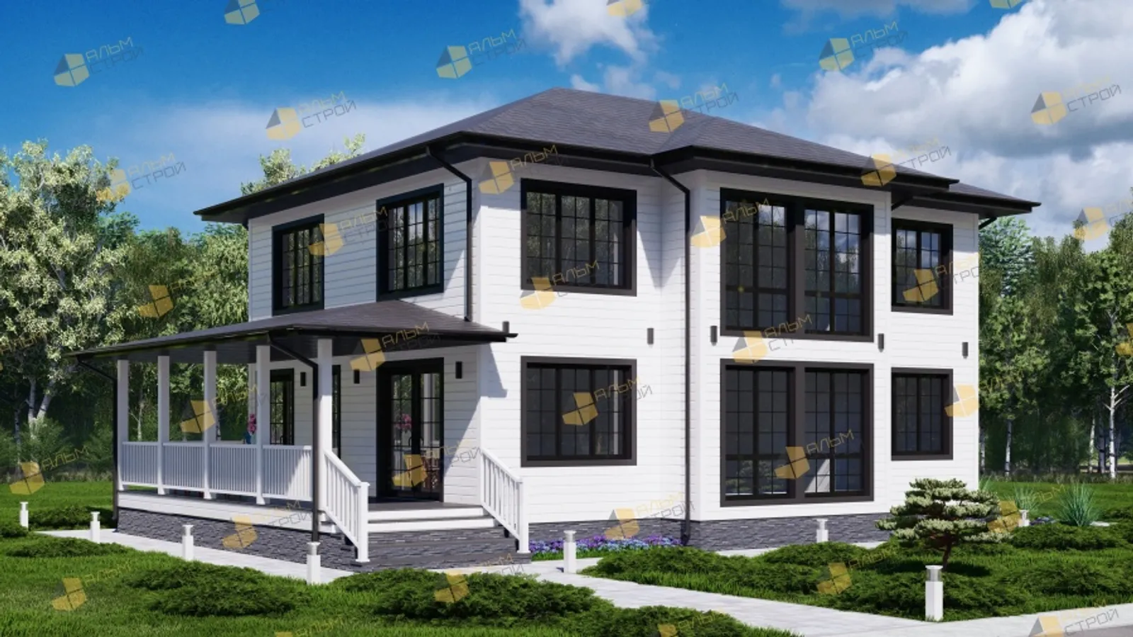 Двухэтажный коттедж Счастливый