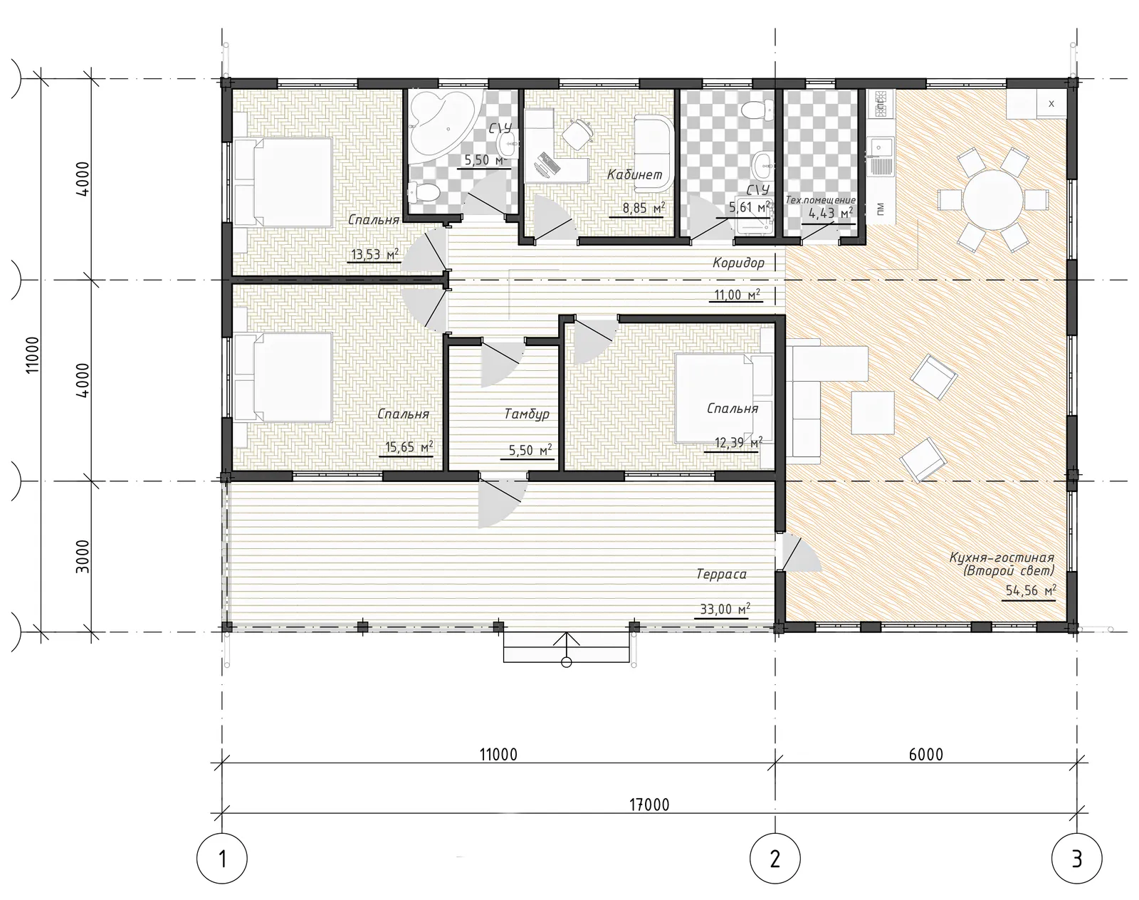 Одноэтажный коттедж Комфорт +