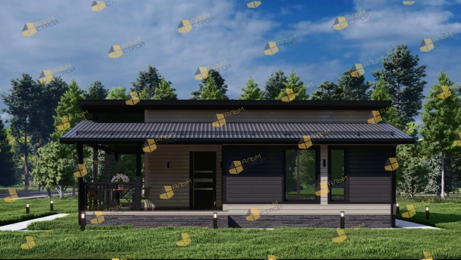 Одноэтажный коттедж Стиль