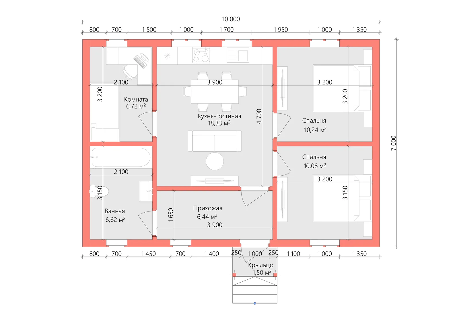 Одноэтажный коттедж Хатунь
