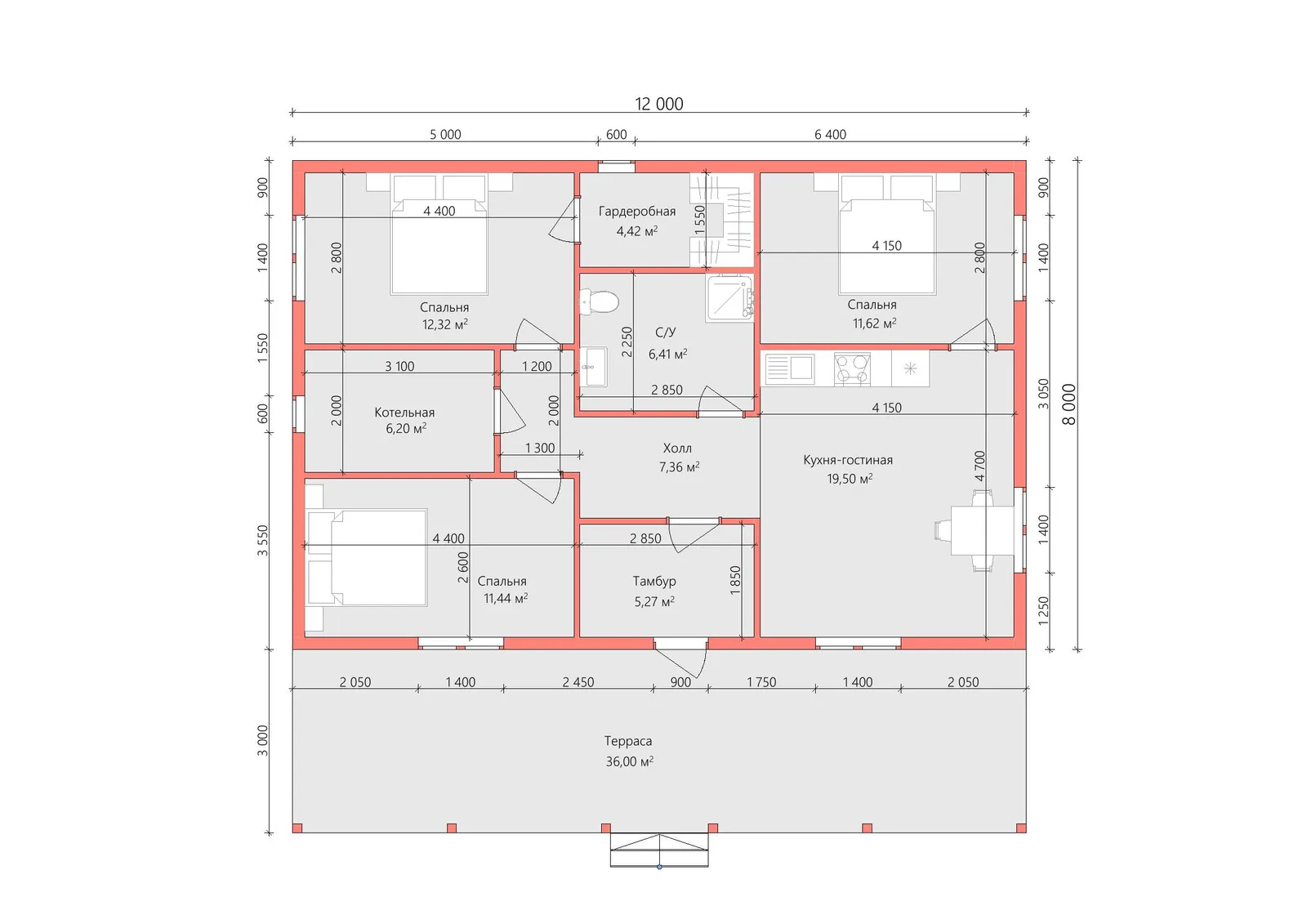 Одноэтажный коттедж Кантри 1