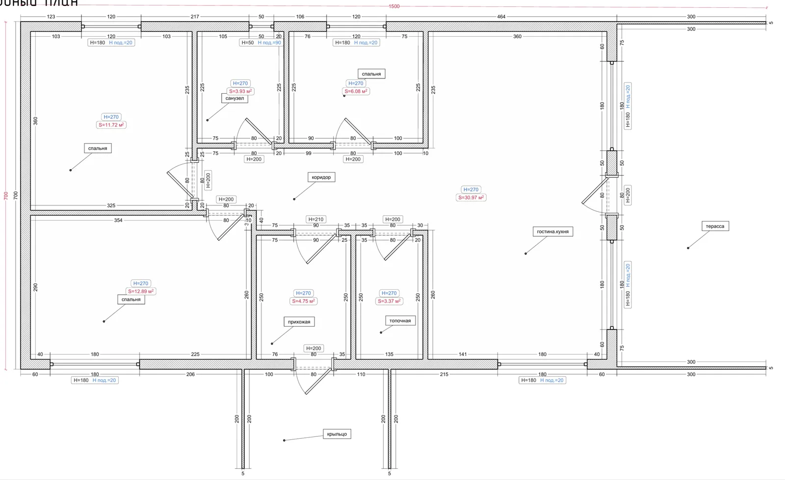 Одноэтажный коттедж Томск 2