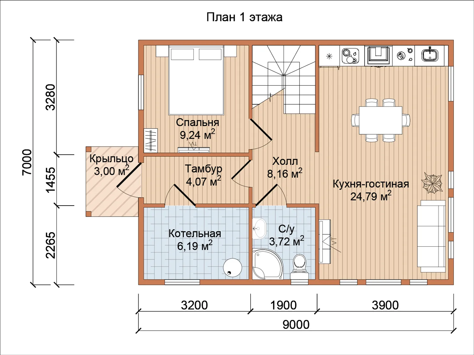 Двухэтажный коттедж Семейный Мини