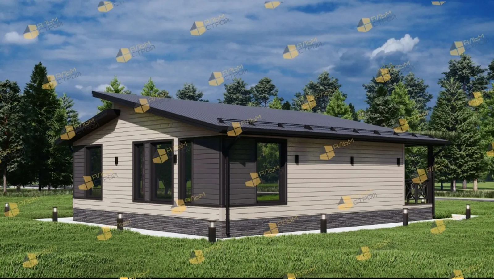 Одноэтажный коттедж Стиль