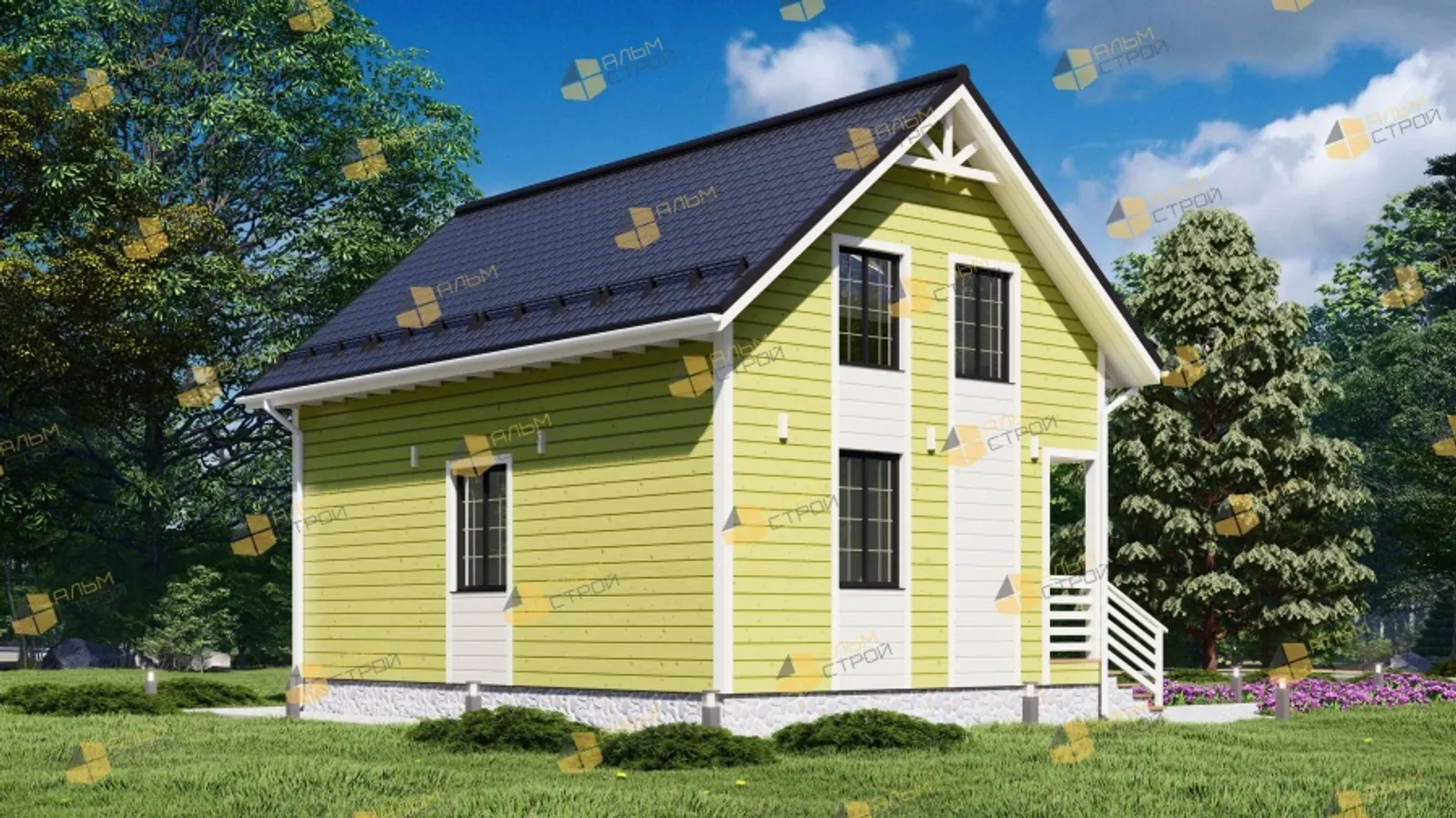 Коттедж с мансардой Феникс 2К