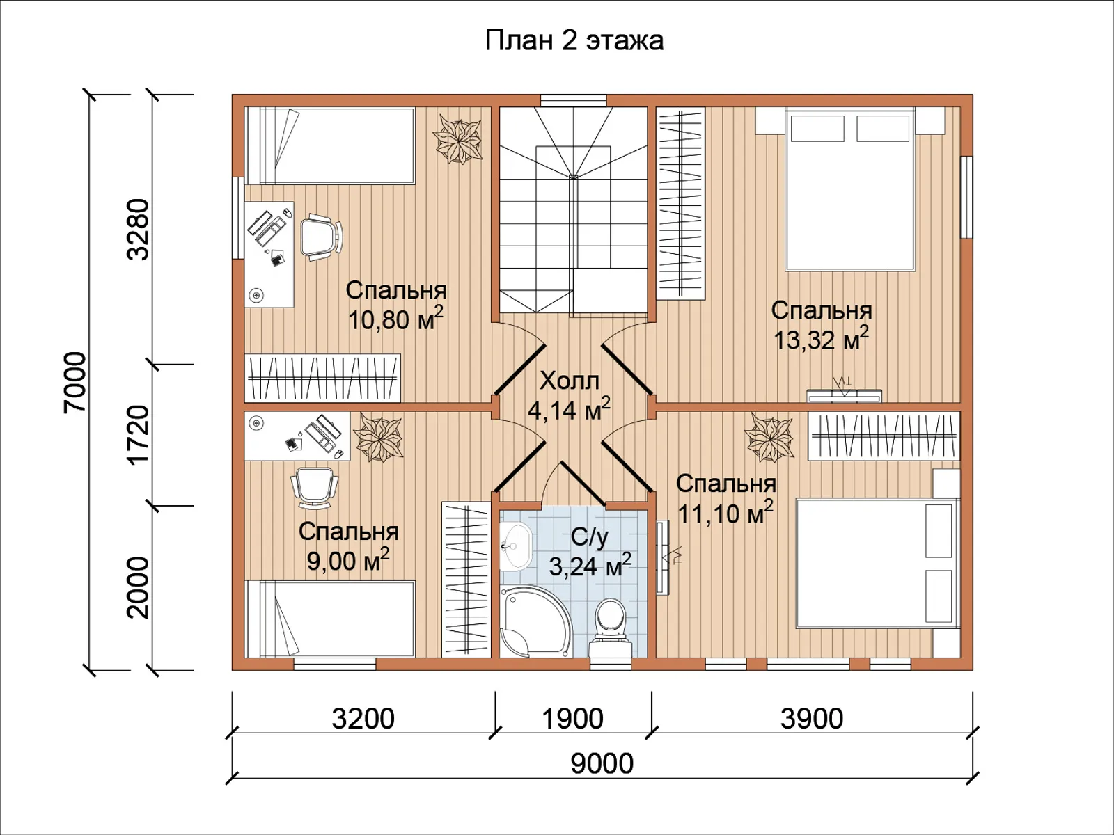 Двухэтажный коттедж Семейный Мини