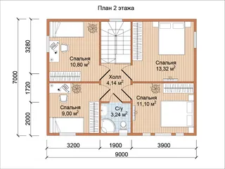Двухэтажный коттедж Семейный Мини