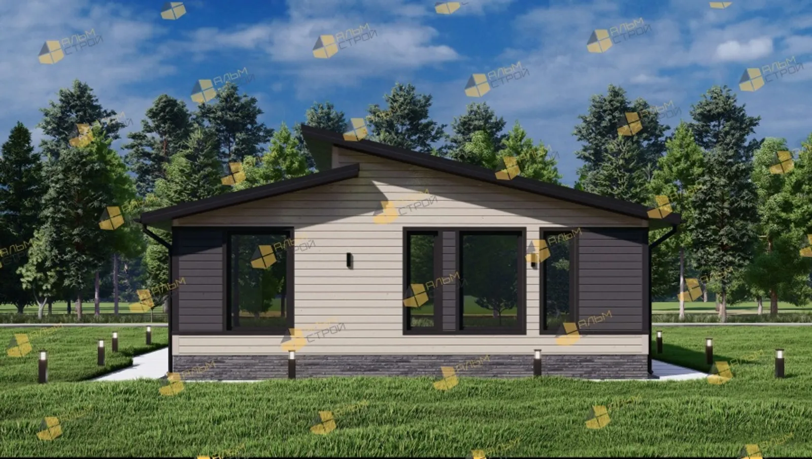 Одноэтажный коттедж Стиль