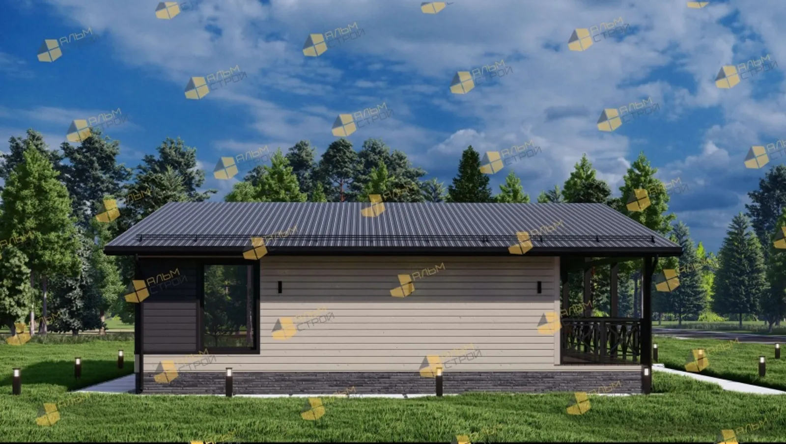 Одноэтажный коттедж Стиль