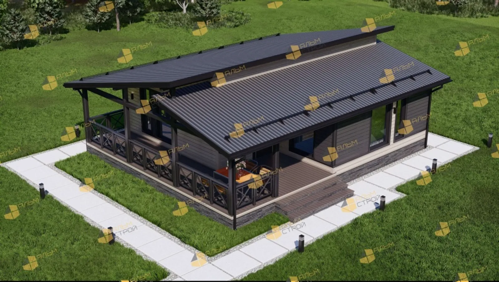 Одноэтажный коттедж Стиль