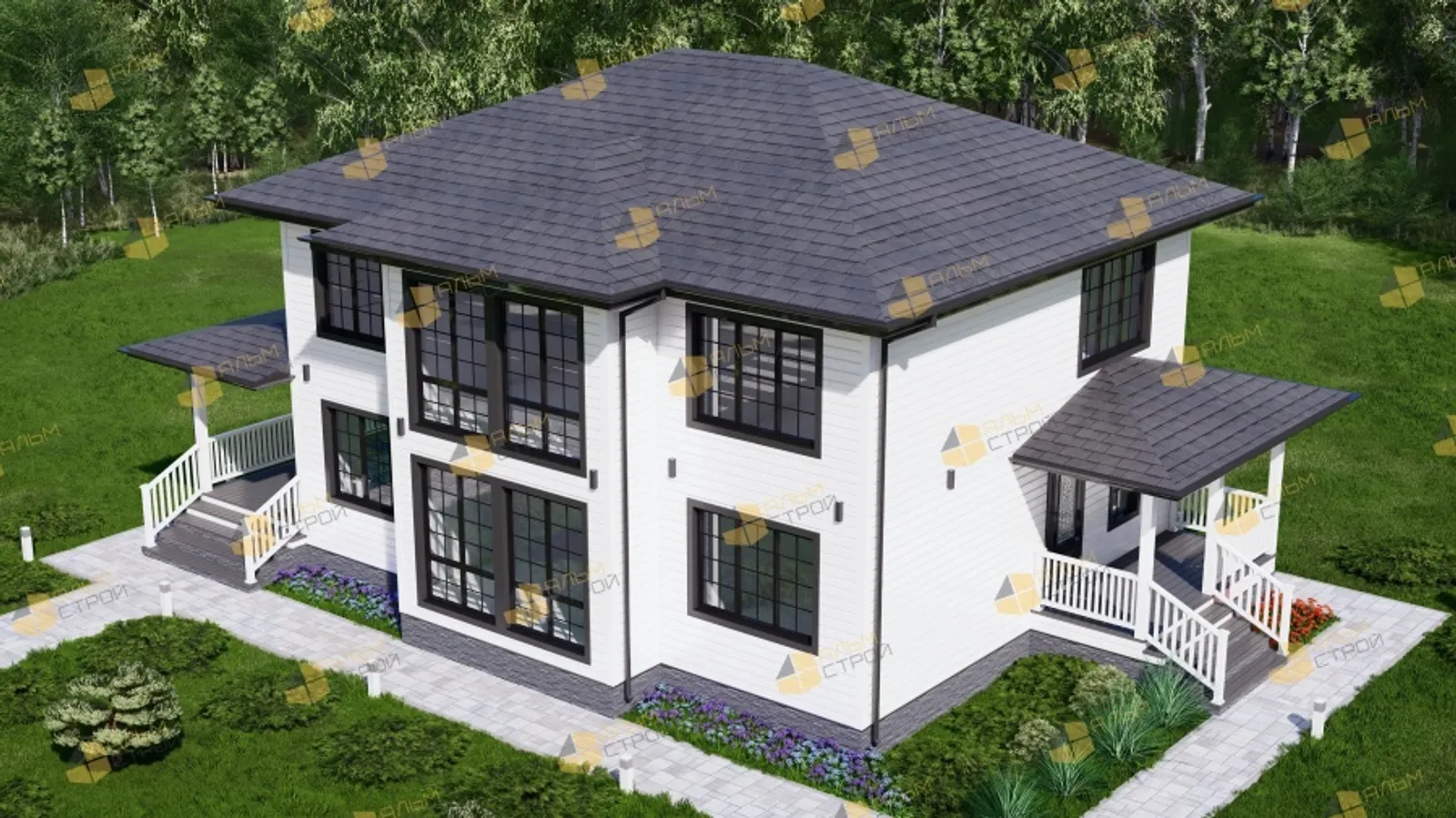 Двухэтажный коттедж Счастливый