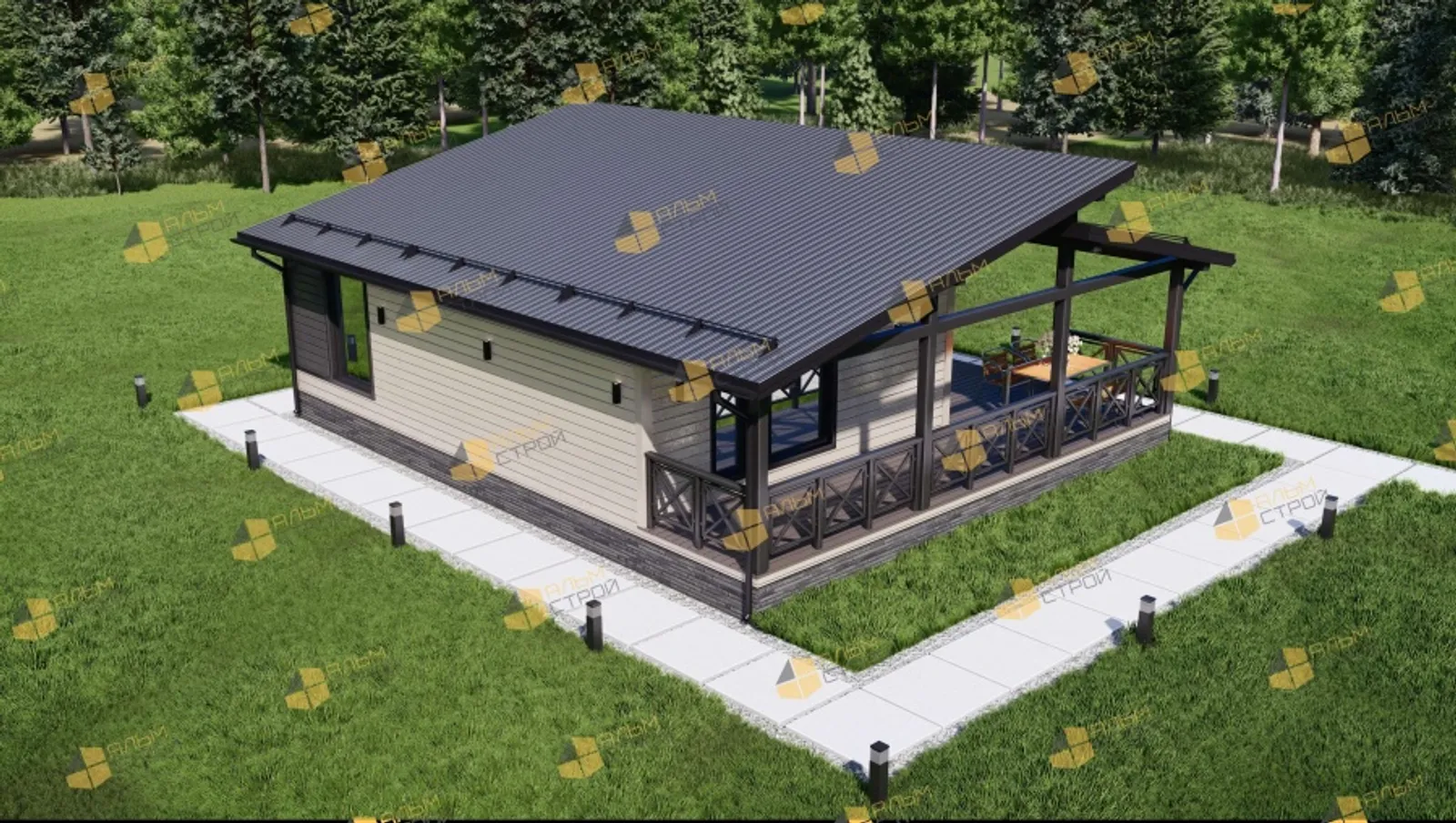 Одноэтажный коттедж Стиль