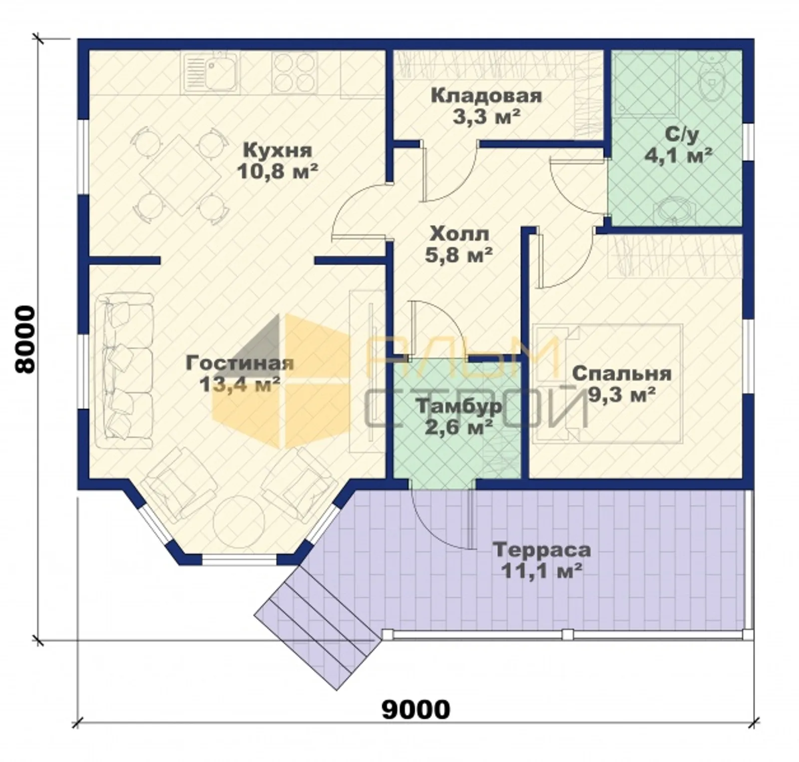 Одноэтажный коттедж Мечтатель