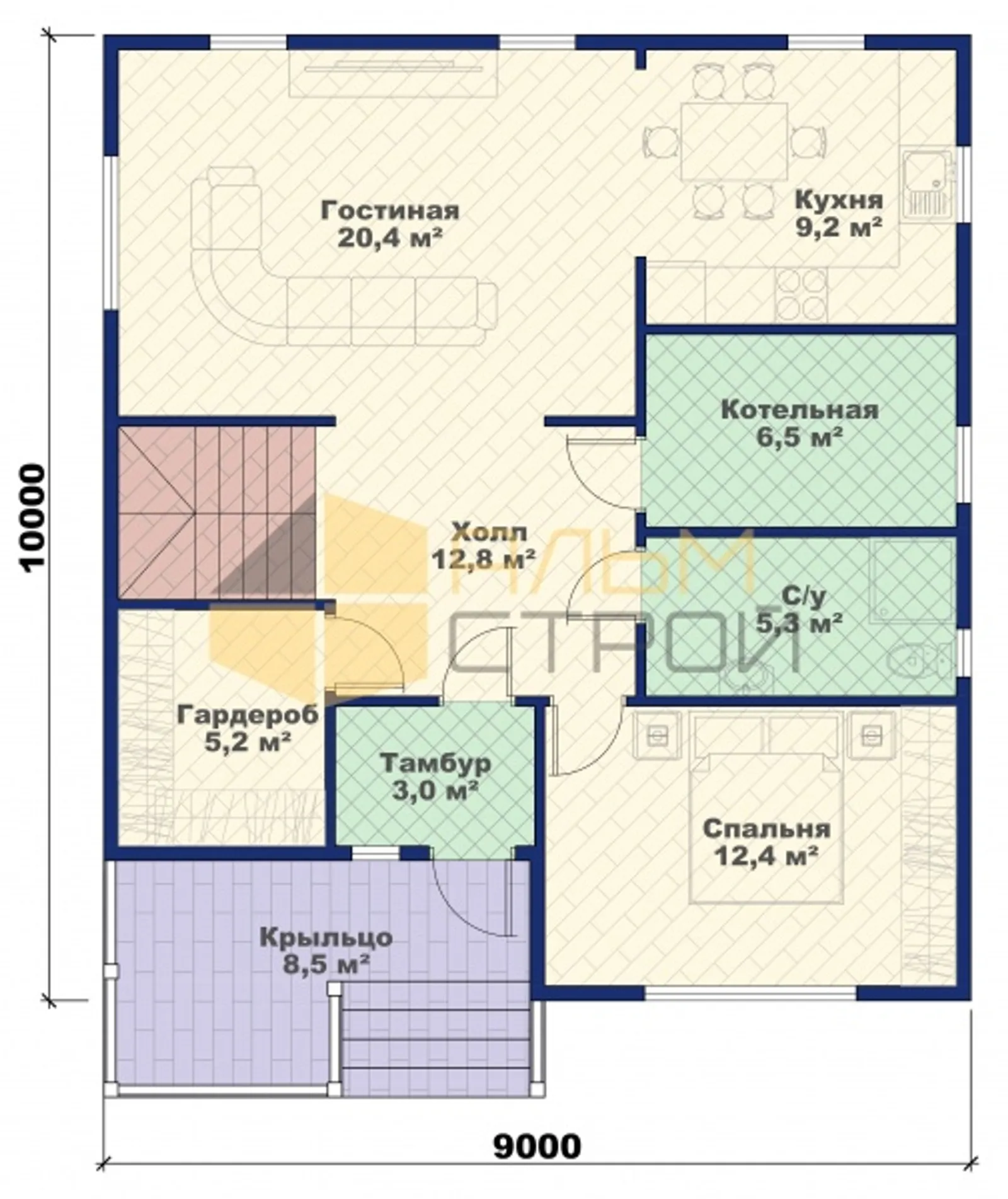 Коттедж с мансардой Аврора 2