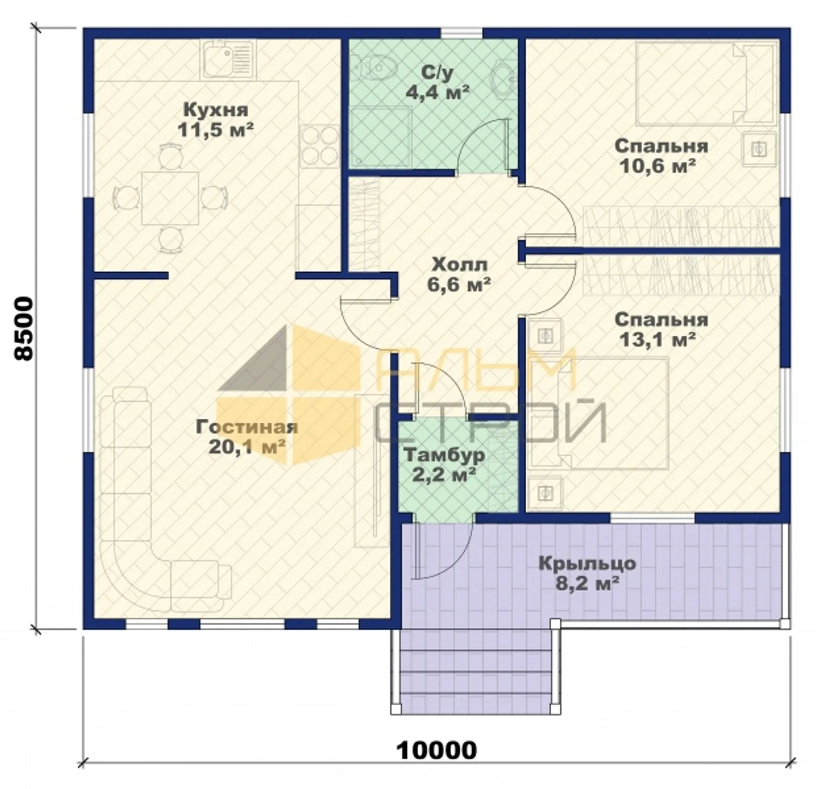 Одноэтажный коттедж Михнево