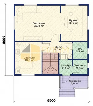 Двухэтажный коттедж Фортуна