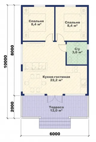 Одноэтажный коттедж Оптима 48