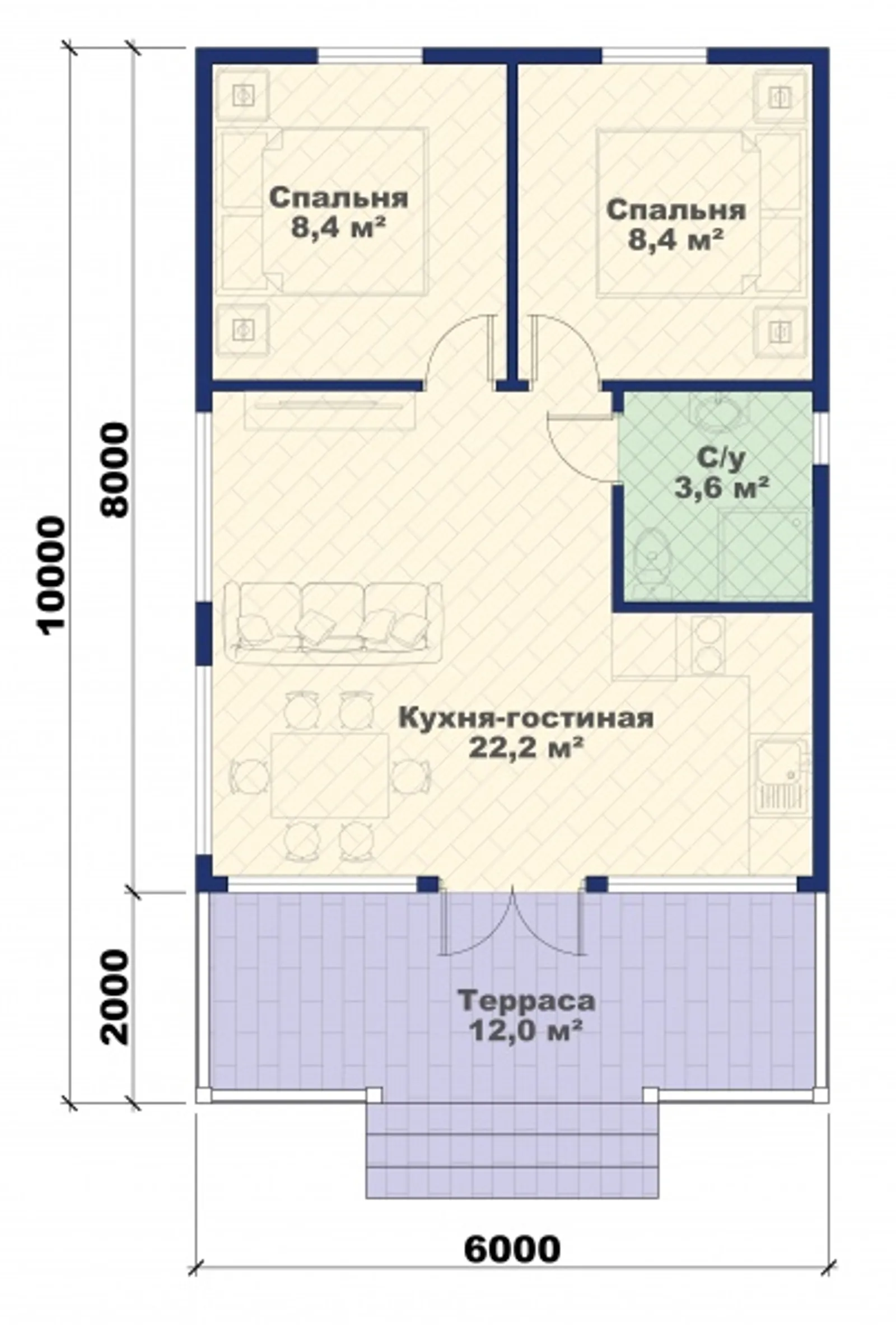 Одноэтажный коттедж Оптима 48