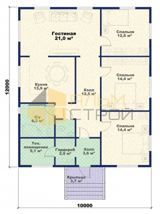 Одноэтажный коттедж Классика 2