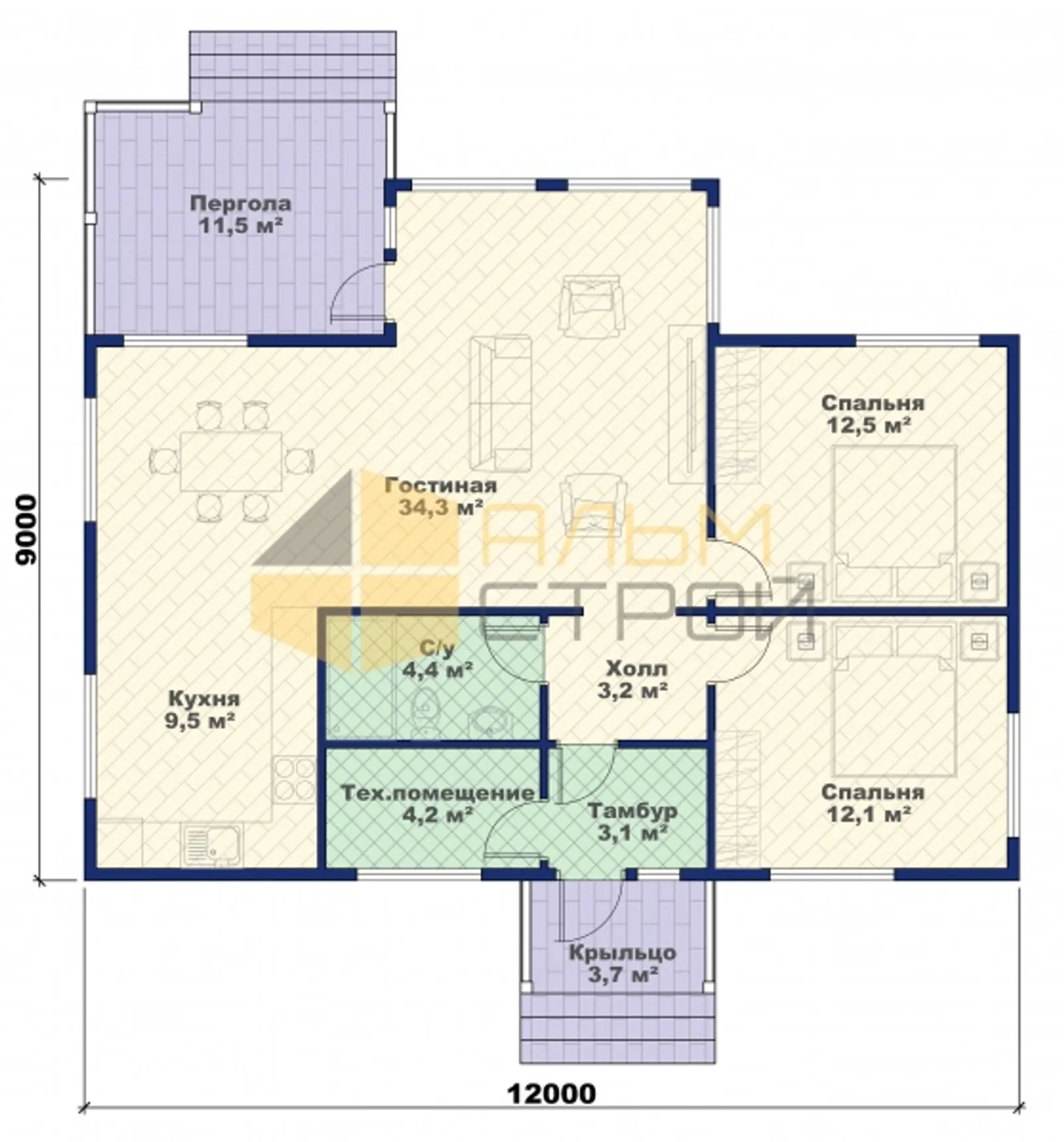 Одноэтажный коттедж Светлый