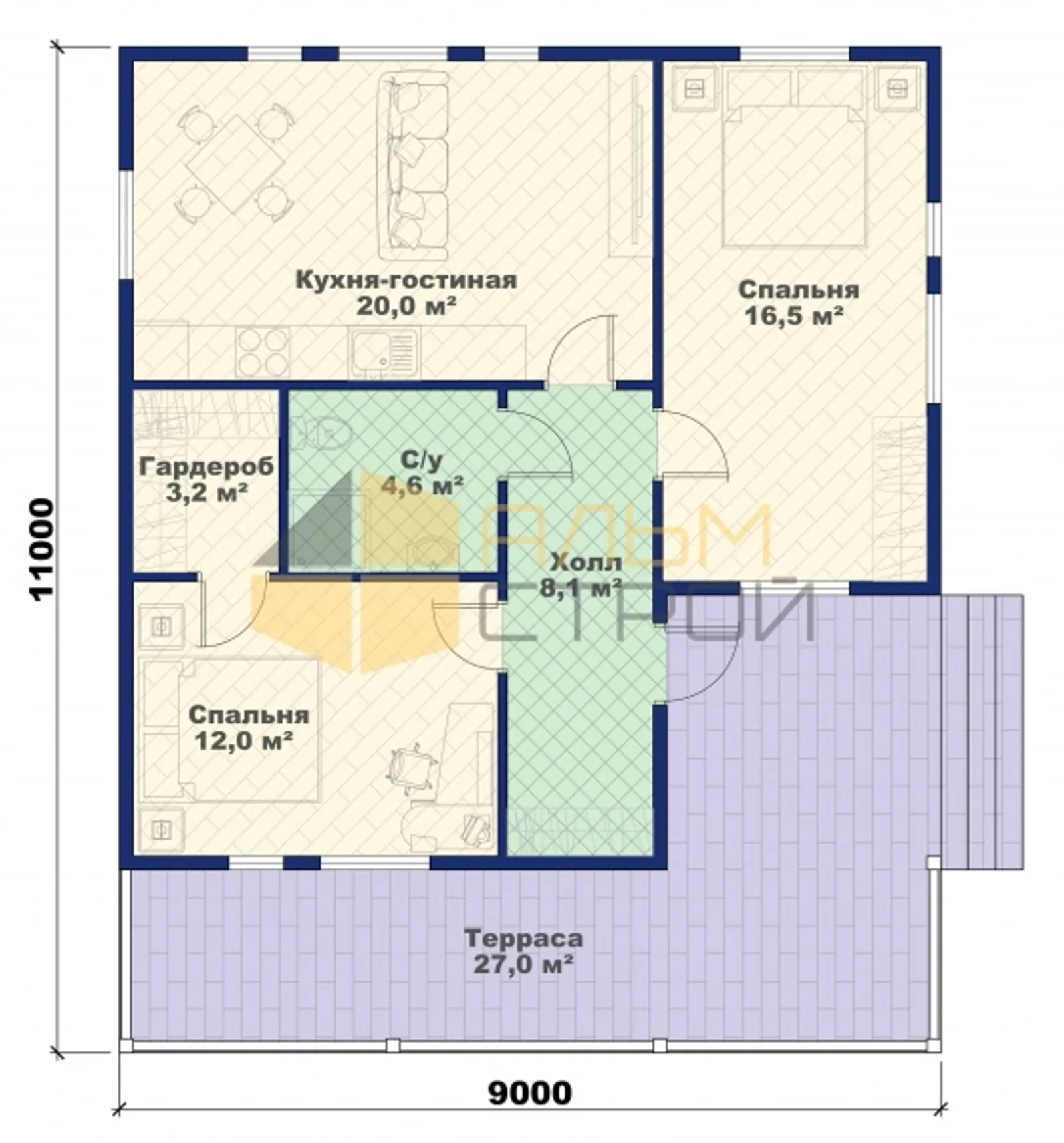 Одноэтажный коттедж Стиль