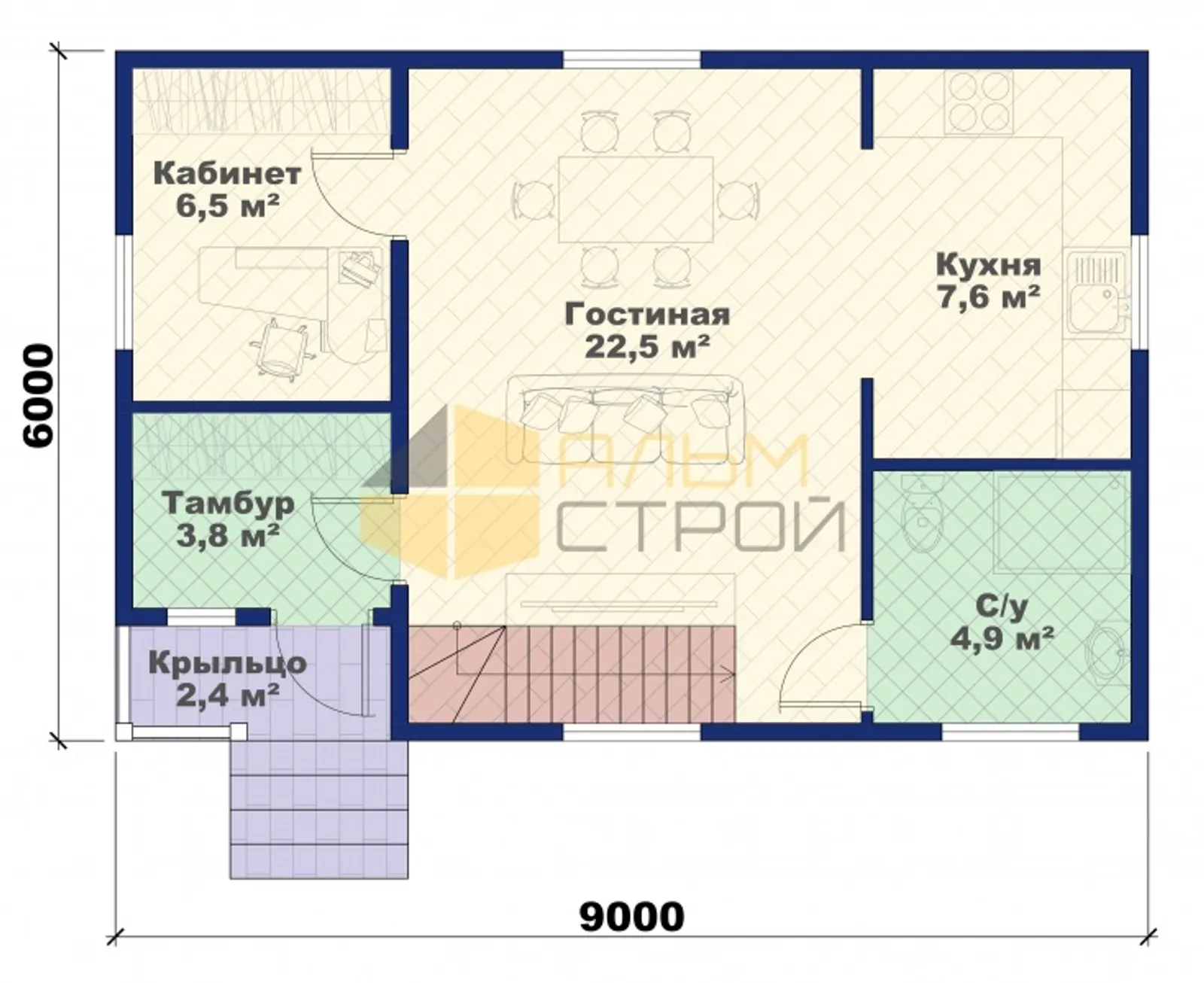 Коттедж с мансардой Феникс 2К