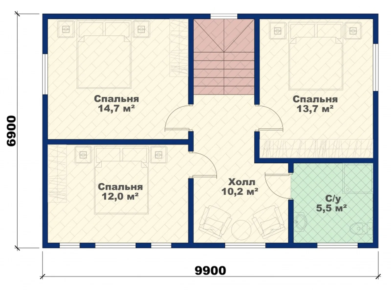 Двухэтажный коттедж Семейный